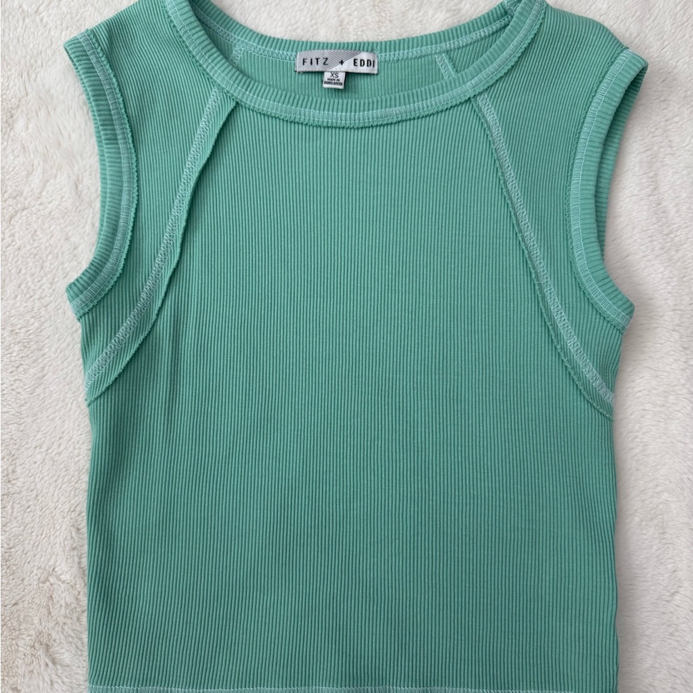 Fitz & Eddy Women's Green Ribbed Tank Top